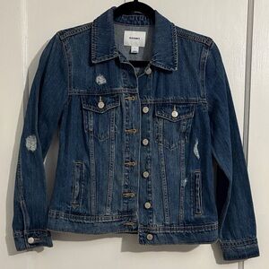 Old Navy Women's Distressed Dark Blue Jean Jacket